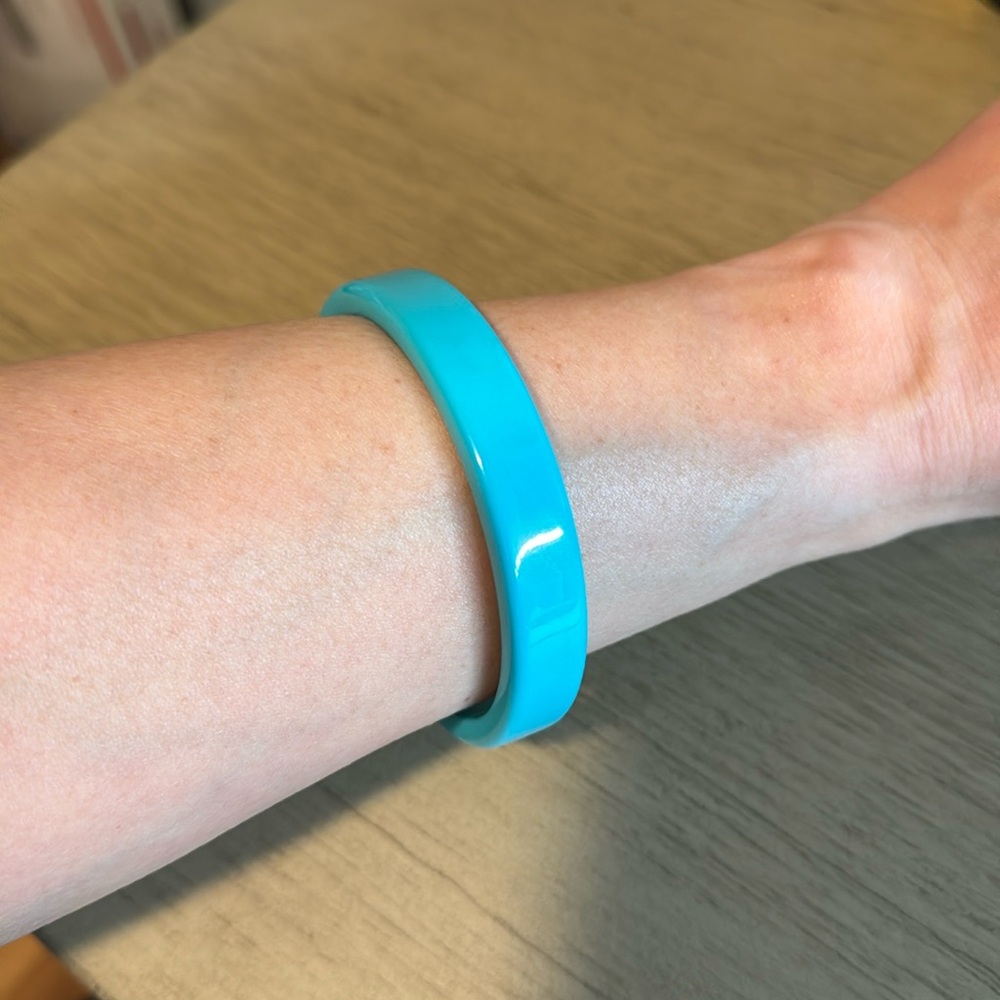 Vintage Plastic Bangle Bracelet, Light Blue, Turquoise, Retro, Boho